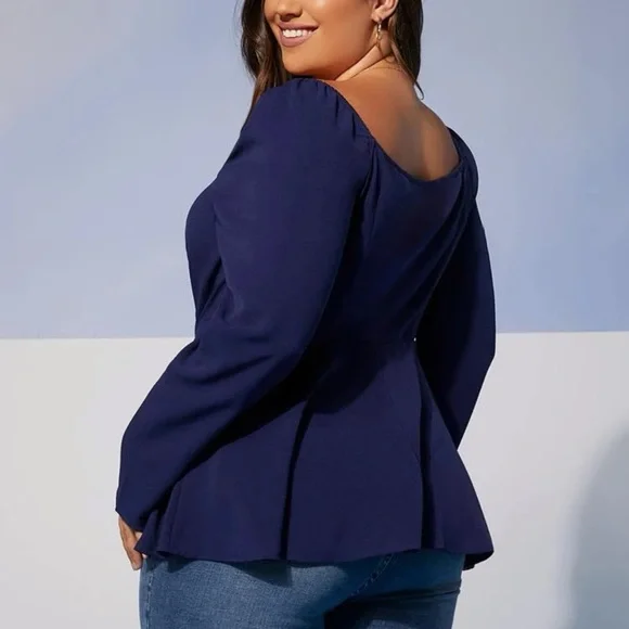 SHEIN Sweetheart Peplum Blouse - Picture 2 of 4